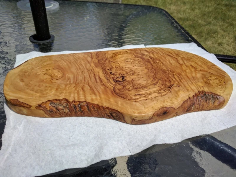 The reverse side showing the gorgeous grain and live edge.