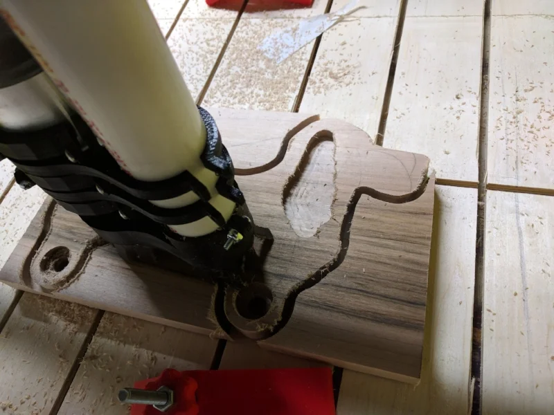  The toy was modeled in Solidworks and cut on my CNC out of a single 1x8 board of maple. 