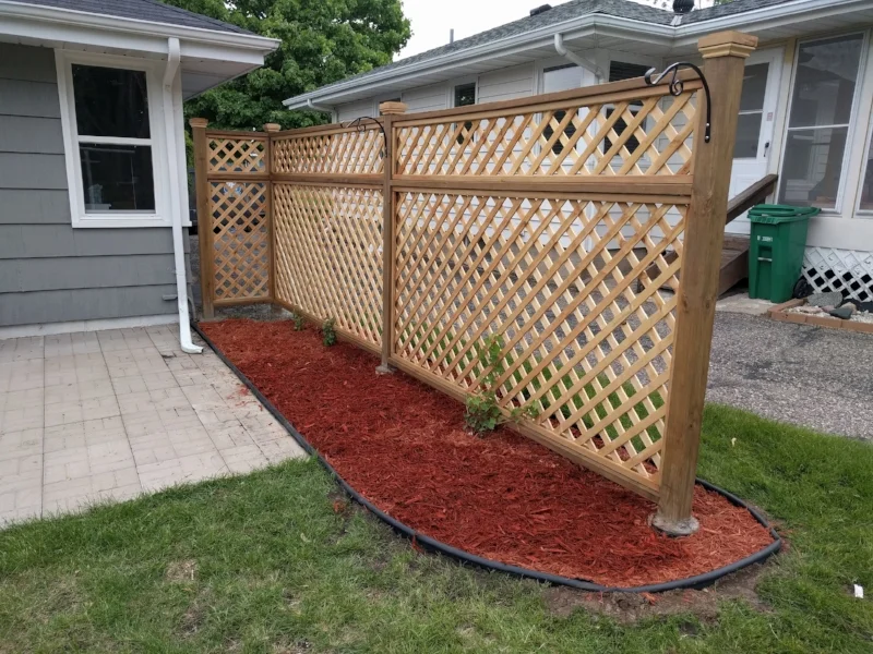  A cedar privacy fence for our backyard patio. Built over a few weekends. 