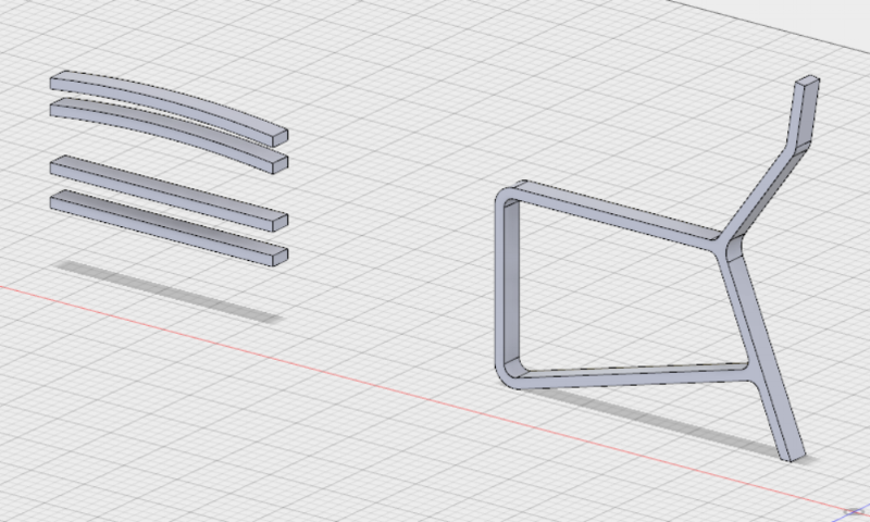  I created the chair model in Solid Works based on images of the chair online. &nbsp;I chose an approximate 1/3rd scale to match the 3/4" thickness of the plywood I had on hand. &nbsp;I transfered the model to Fusion 360 for the CAM setup for the rou