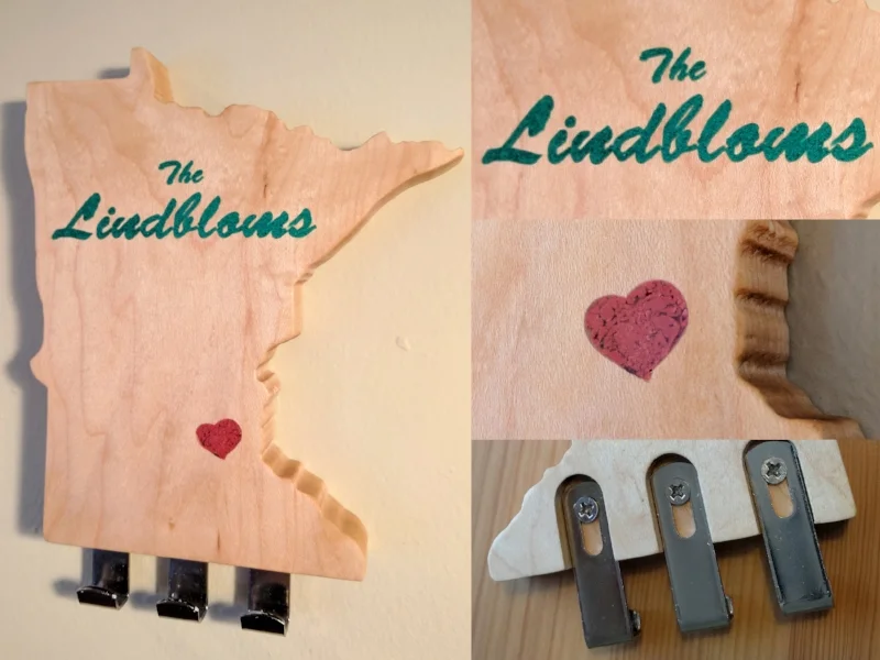  Key hanger present for a friend. &nbsp;Maple inlaid with coral and malachite. 