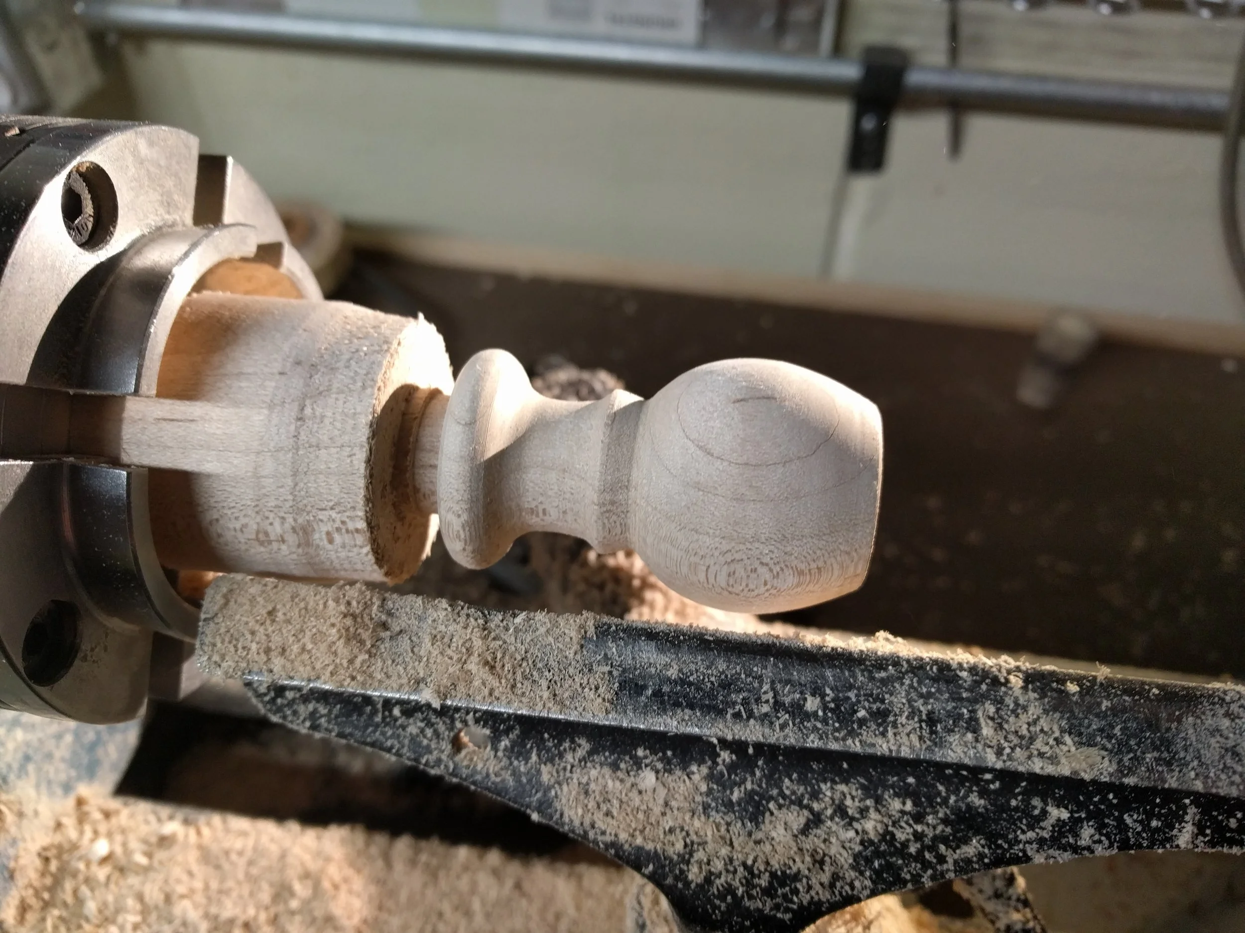  The brush handle slowly emerges from the wood. I wasn't following a set&nbsp; pattern other than my concept sketch, the shape evolves until I am happy with the proportions and lines. 