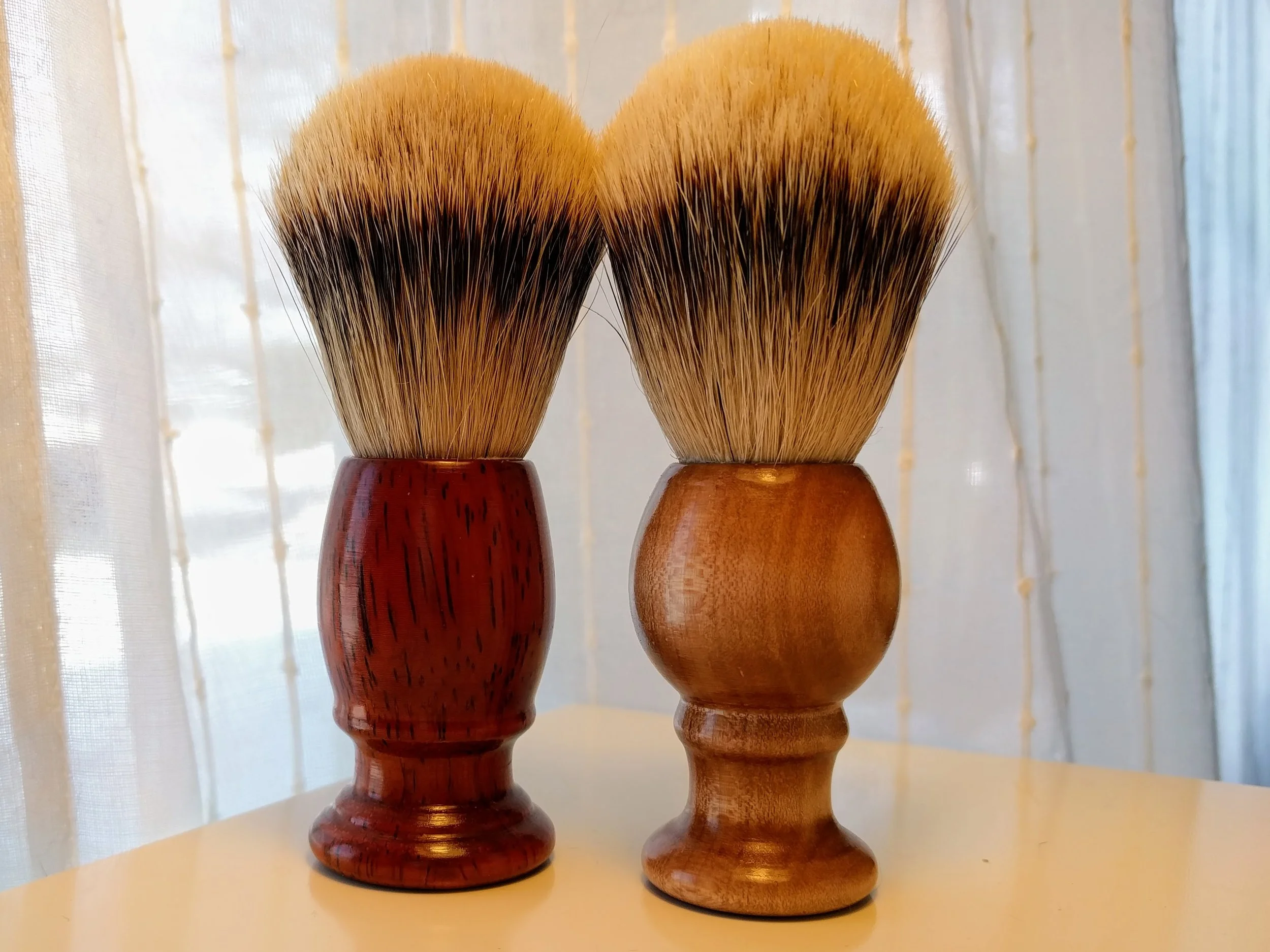  Side by side, padauk on the left, curly maple on the right. 