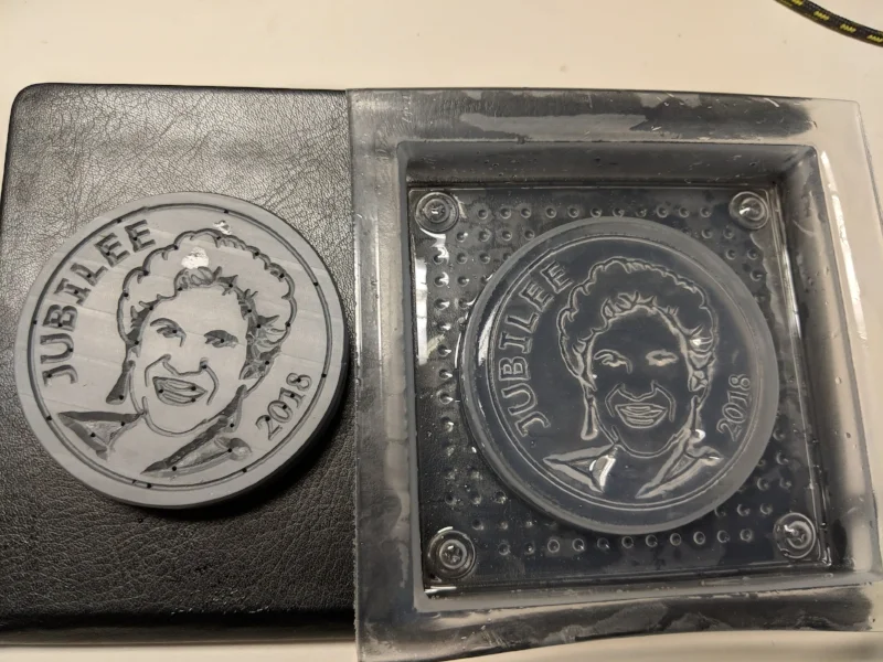 For the mold material I used 3mm dental grade vinyl. It is the material that mouth guards are made from and you can get a pack of 25 for around $30 on Amazon. Here you can see the buck and the finished mold, I made a total of 5 pulls to speed up the actual candy making.