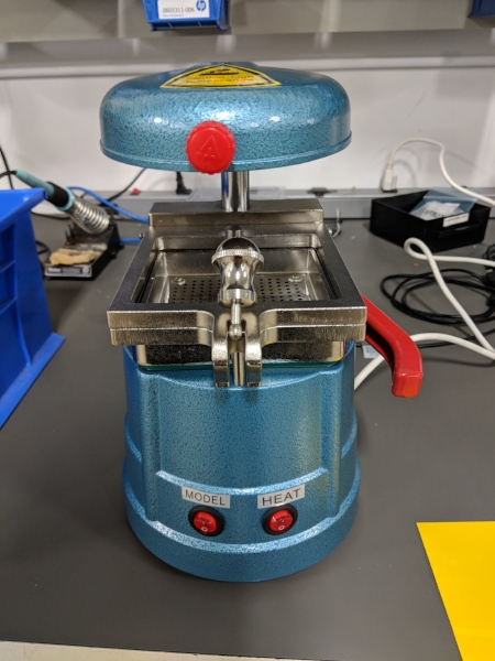  This is a little dental vacuum former I have at work, it was the perfect size for this project. 