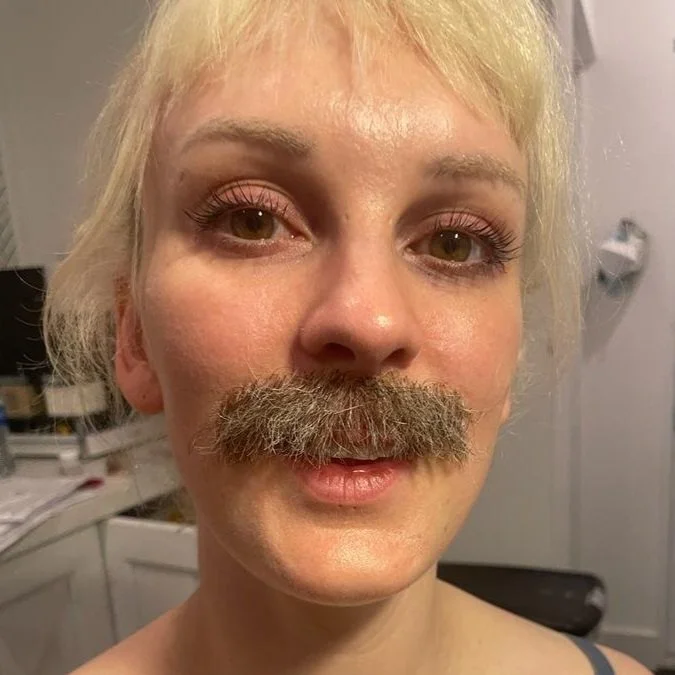 AFTER lace mustache application