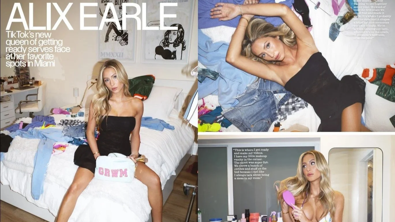 Celebrity Alix Earle makeup for press and public appearances by Madeline Rouge.