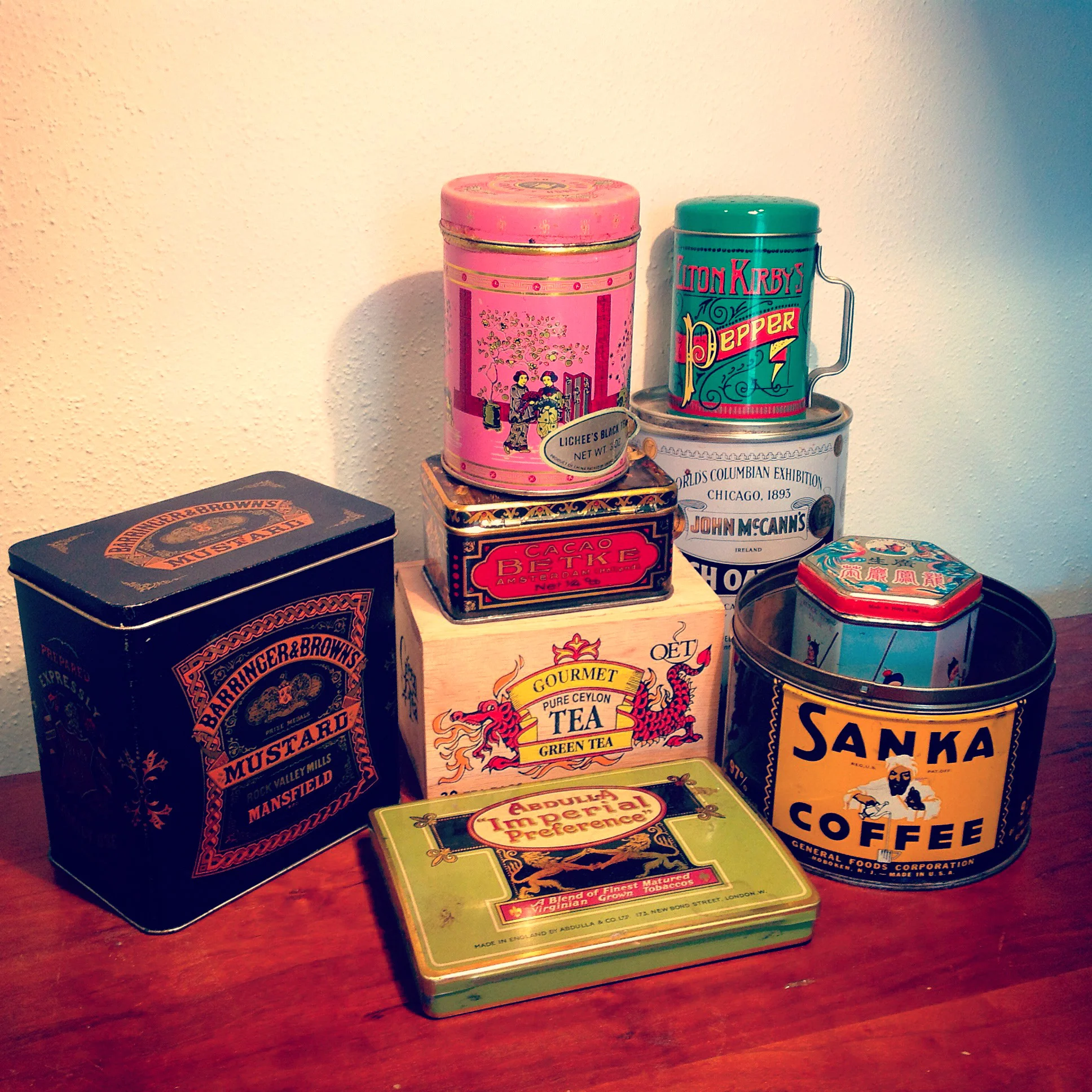 A small sampling of my vintage tin collection.