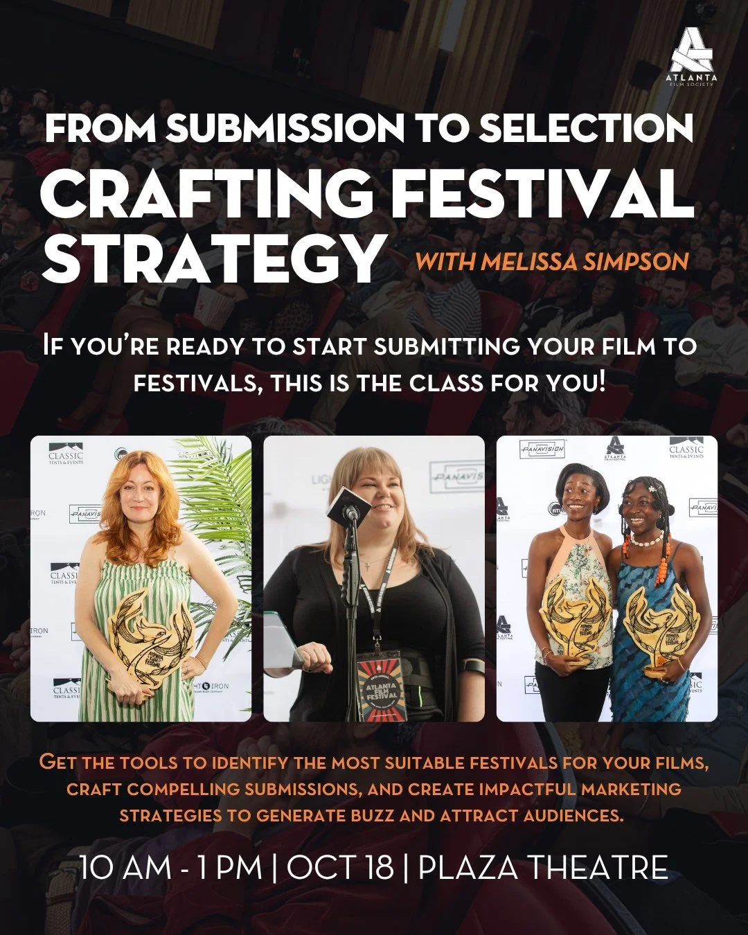 One week from today at the @PlazaAtlanta! ⏰ Filmmakers, if you're even considering entering a film into a film festival, you want this class! You need this class! For details, click the link in our bio!🎬🎥💫 #atlfs #filmmaking #filmfestivals #festiv