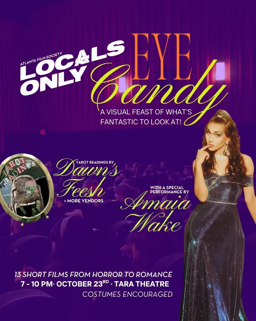 One week from today, #ATLFS Presents LOCALS ONLY: EYE CANDY! 🎞️ Join us next Thursday at @theTaraAtlanta for a night filled with pleasing-to-the-eye films with ties to Georgia! For details, including tickets, click the link in our bio!🎥🎬 #atlantaf