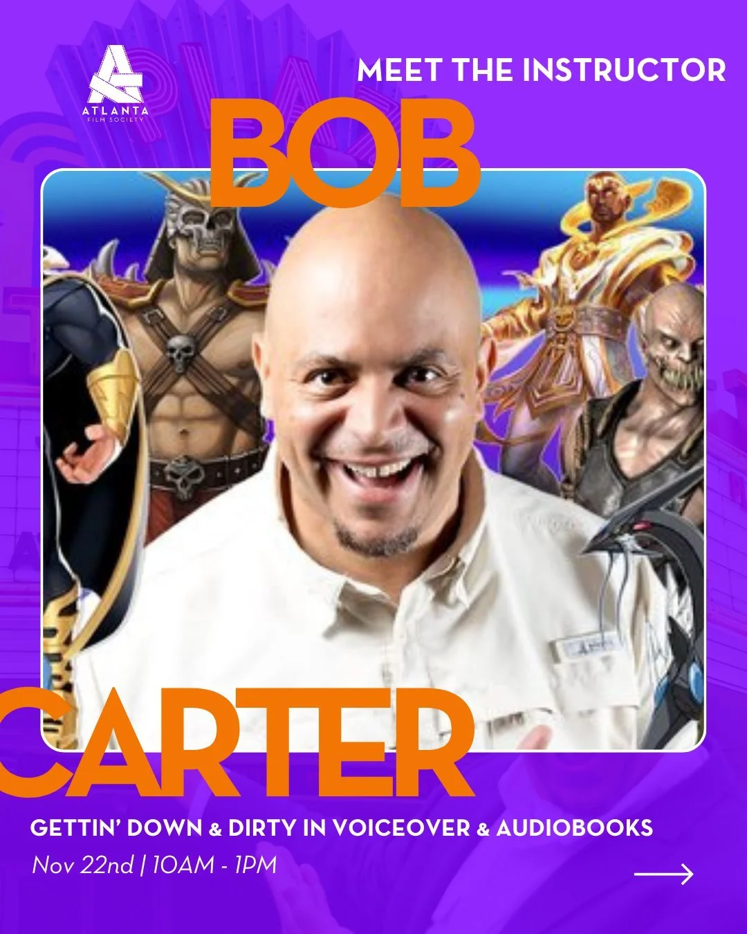 Attention all voice actors, podcasters, or anyone who wants to get paid for using your voice: This Saturday is your Masterclass! 🎤 Gettin&rsquo; Down &amp; Dirty in Voiceover &amp; Audiobooks with world-famous voice actor Bob Carter is this Saturday