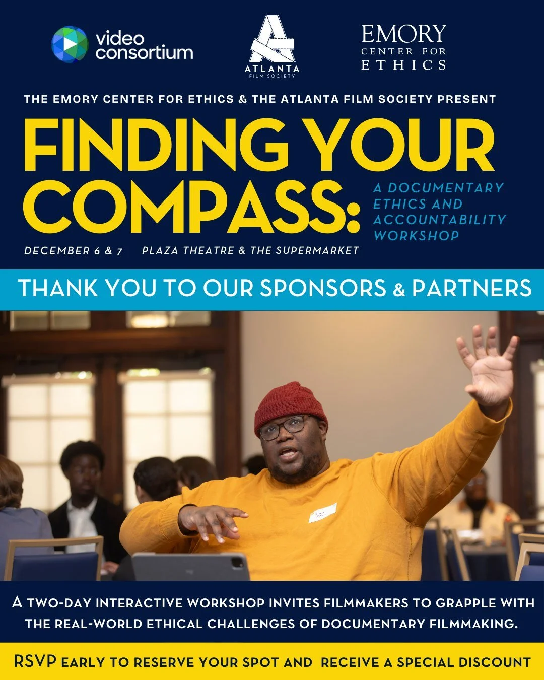 Finding Your Compass: A Documentary Ethics and Accountability Workshop on December 6th and 7th invites filmmakers to grapple with the real-world ethical challenges of documentary filmmaking. And this doesn't happen without our sponsors! Thank you for