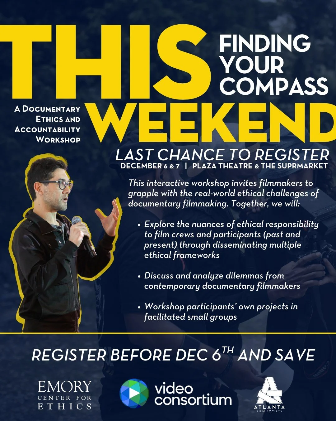 This weekend! 🚨 Finding Your Compass: A Documentary Ethics and Accountability Workshop invites filmmakers to grapple with the real-world ethical challenges of documentary filmmaking. And this doesn't happen without our sponsors! Thank you for your s