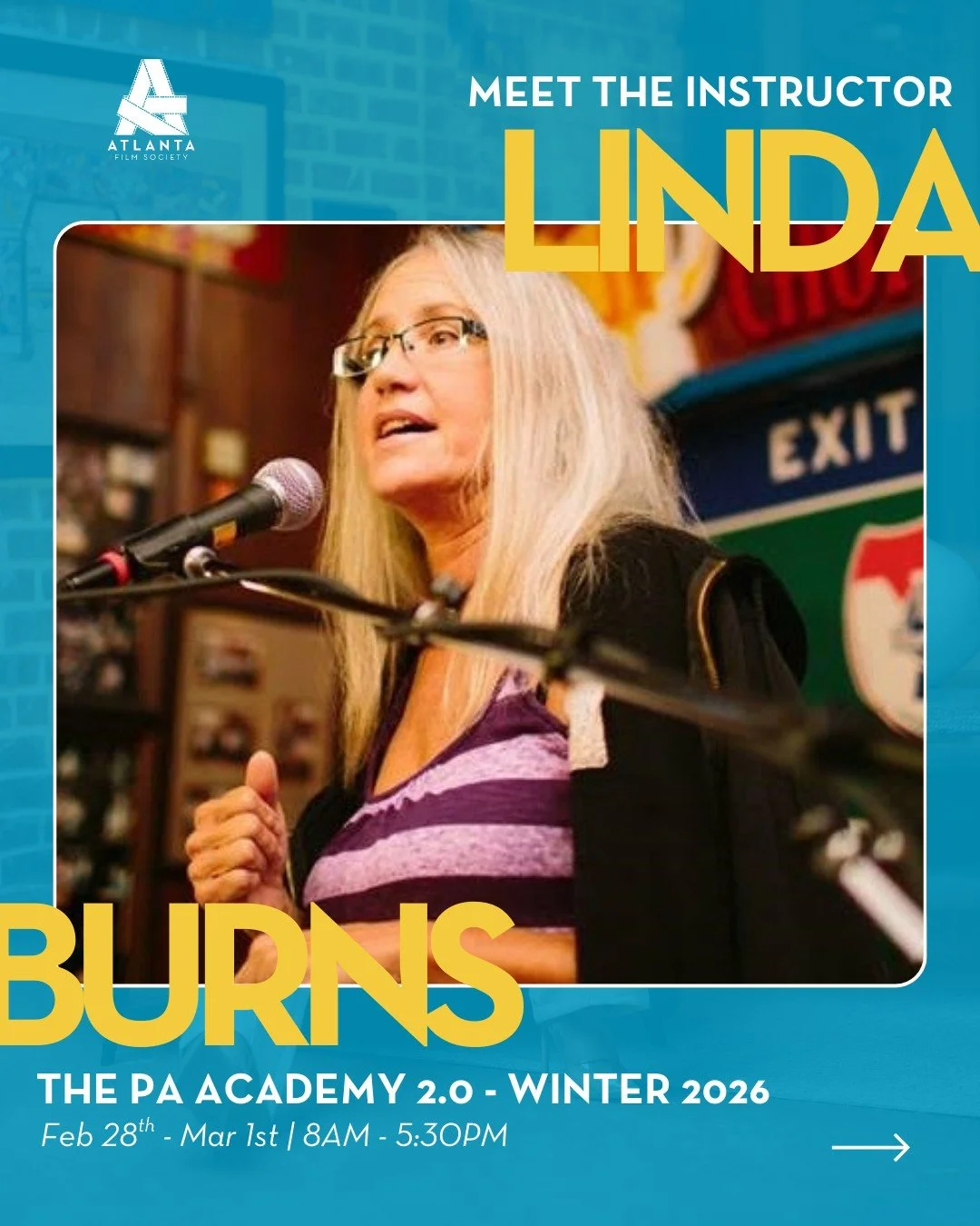 Meet the Instructor: Linda Burns! 🎬 Linda's next course, The PA Academy 2.0 - Winter 2026,  is happening virtually on February 28th and March 1st. For details, click the 🔗 in our bio!💫🎞️ #atlfs #productionassistant #filmclass #atlantafilmindustry