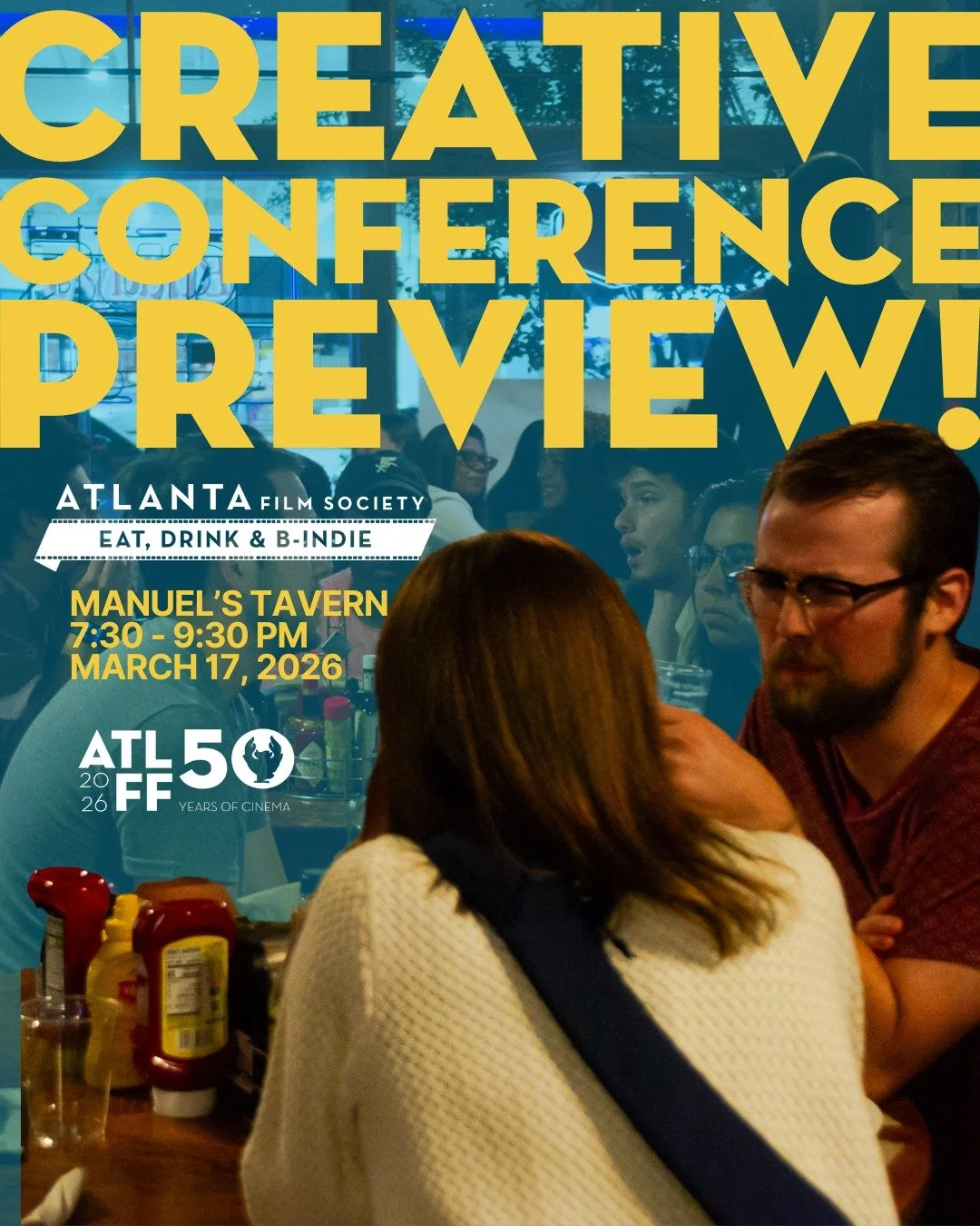 Thank you to all who came out to Eat, Drink &amp; B-Indie at @manuels_tavern. 🙏🏿 To those who couldn't, sorry.😞 However, it's that time: Atlanta Film Festival previews! 🐦&zwj;🔥 First up, the Creative Conference Kickoff! 🎭 Save the date, March 1