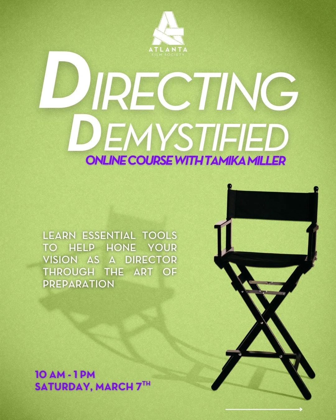 Attention all directors and aspiring directors: this 3-hour seminar will show you how to create a compelling lookbook, design and block scenes, and the art of visual storytelling through shot listing and storyboarding. 🎬 For details, click the ATLFS