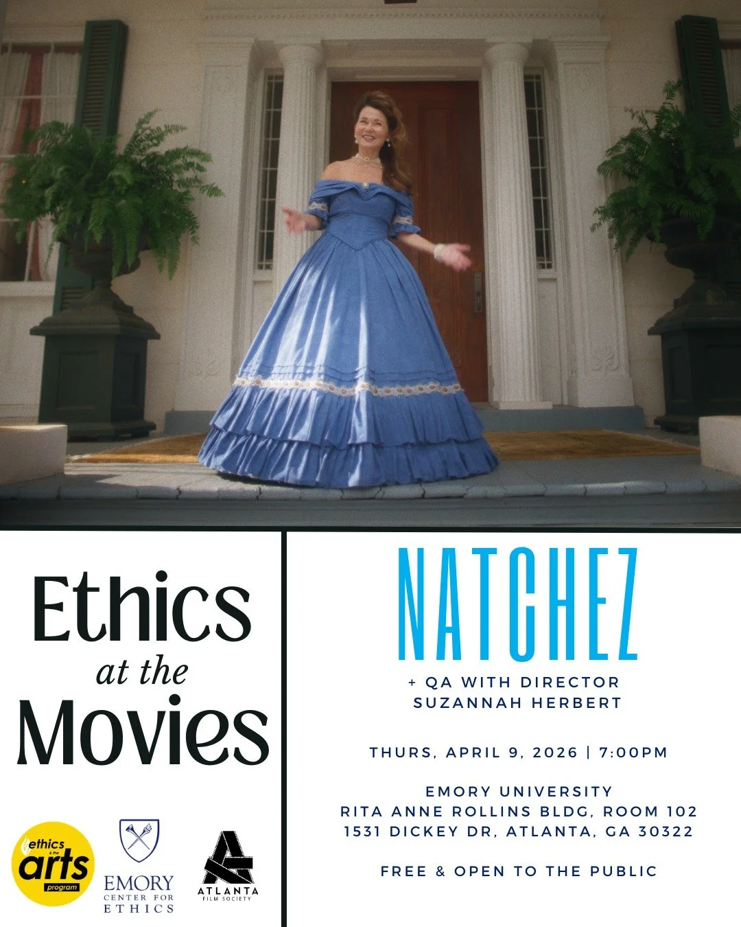 In partnership with the Center for Ethics in the Arts at Emory University, the #ATLFS presents a free screening of NATCHEZ and a Q&amp;A with Suzannah Herbert, Producer / Director, on April 9th. 🎥 This event is free and open to the public. For detai