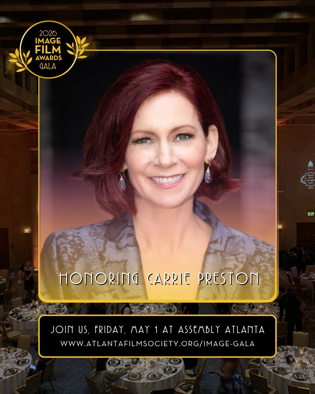See Carrie Preston be honored LIVE by visiting www.atlantafilmsociety.org/image-gala or comment "elsbeth" to receive a DM! 🤩 #ATLFS #ATLFF #ATL #SouthernHollywood #IndieFilms
