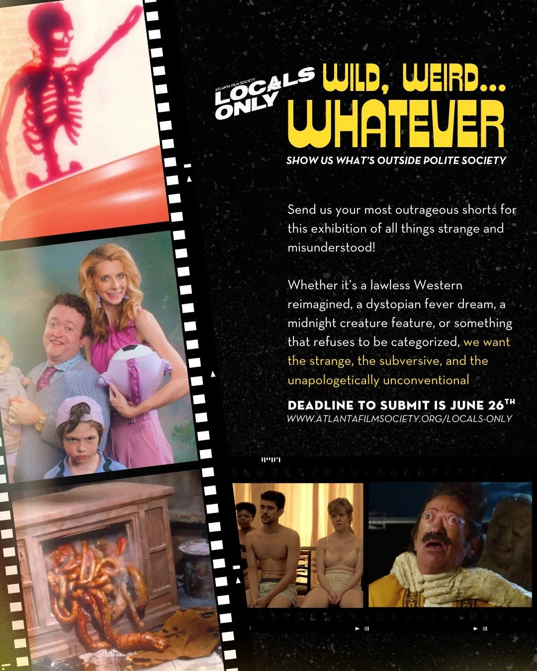 Georgia Filmmakers: 🍑📽️ the deadline to submit for LOCALS ONLY: Wild, Weird, Whatever is June 26th! 🎞️

For details, visit www.atlantafilmsociety.org/locals-only or comment "georgia" to receive a DM! 🎬 #atlfs #atl #indiefilms #southernh