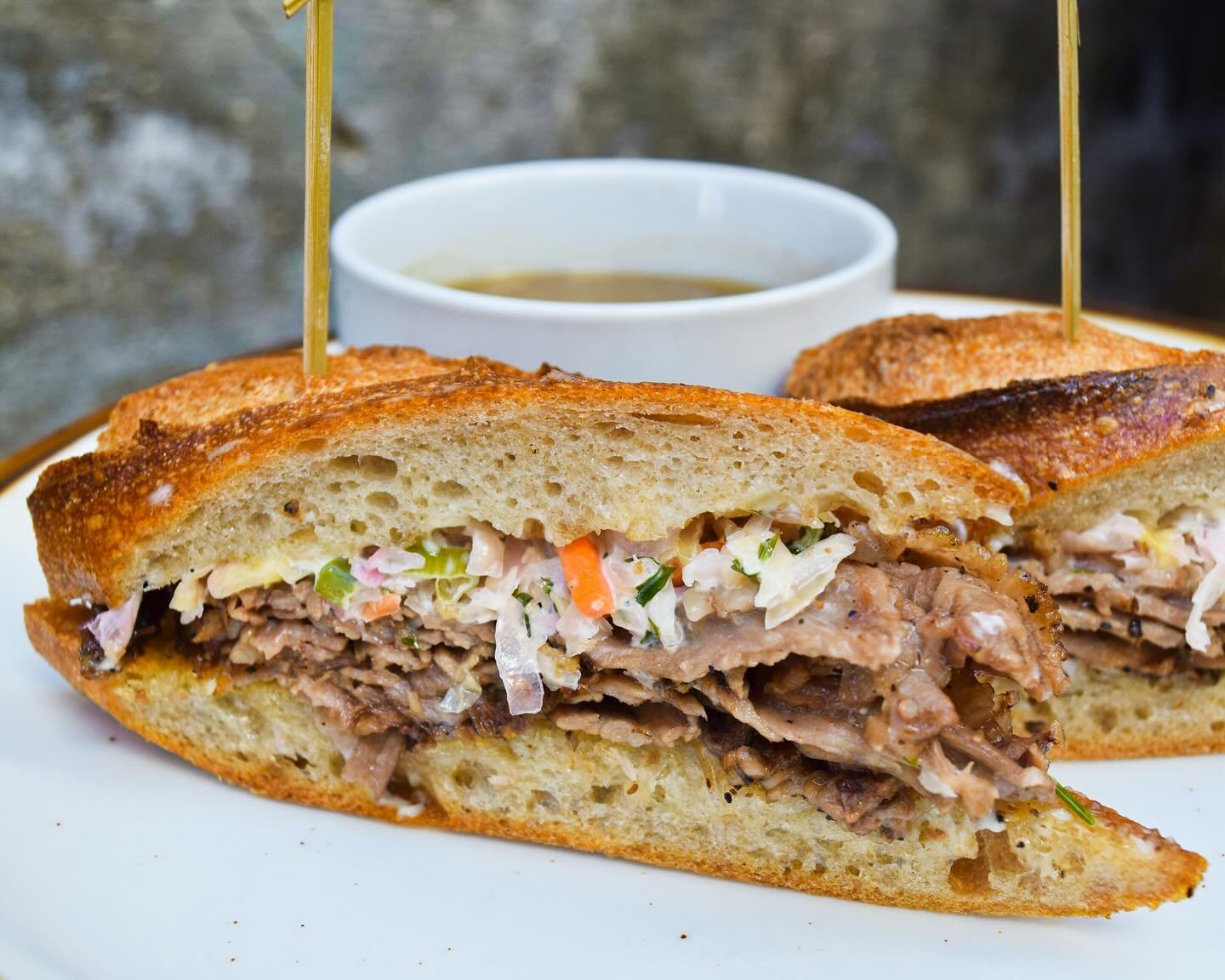 🌟 New Sandwich Alert: Grass-Fed Beef Dip 🌟

Dive into the newest sensation at Ferm Farm - our Grass-Fed Beef Dip! Crafted with the finest ingredients, this dish features a tender, grass-fed grass-finished beef on a crispy sourdough baguette, comple