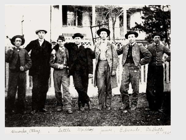 Rangers Alexander, Otley, Settle, Maddox, James, Edmonds, DeButts. Circa 1865.
