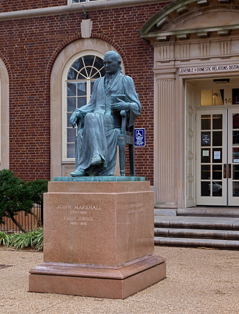 Statue of Marshall located at the Fauquier County Courthouse in Warrenton