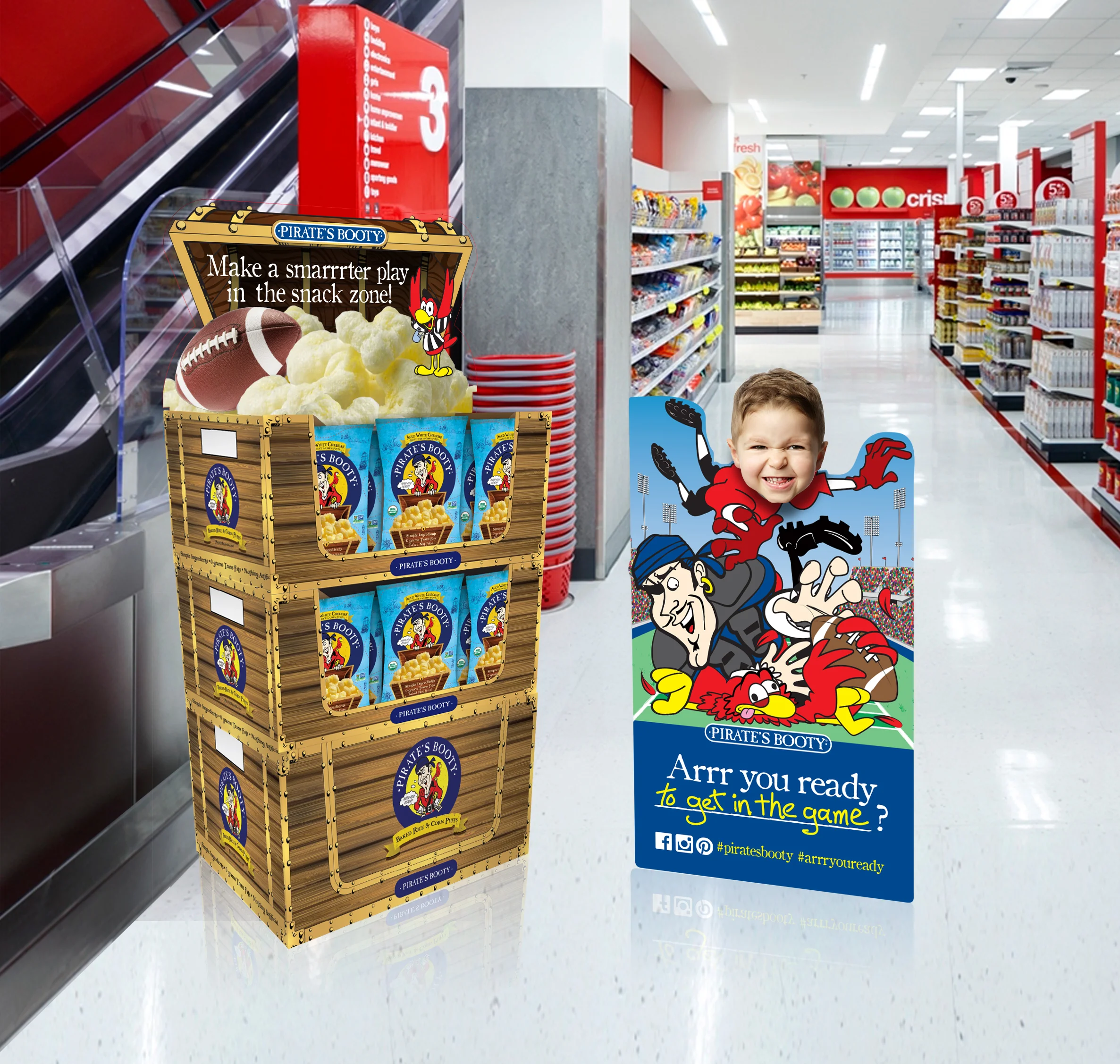 Super Bowl Standee, Header Card and Secondary packaging.