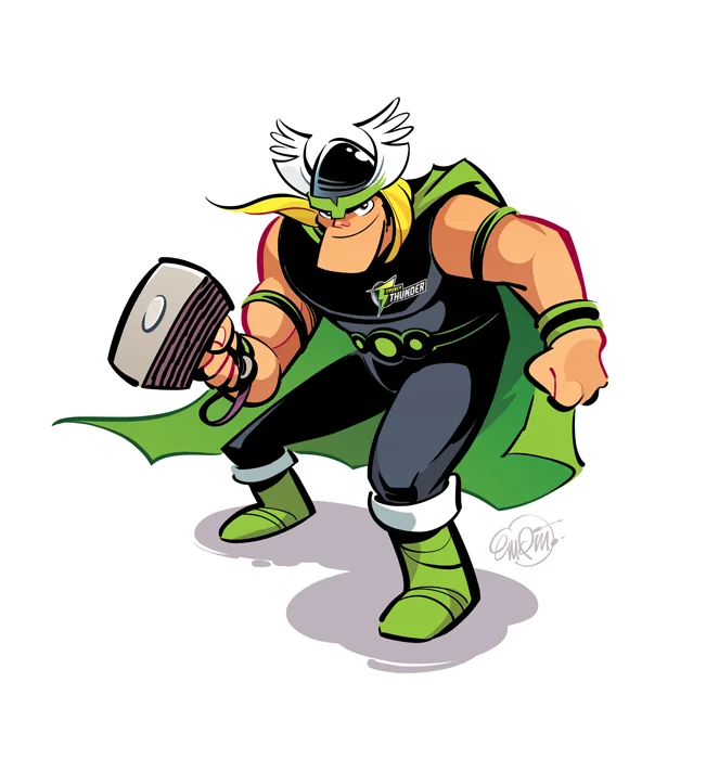 Thor character for Sydney Thunder cricket team by Anton Emdin, 2014