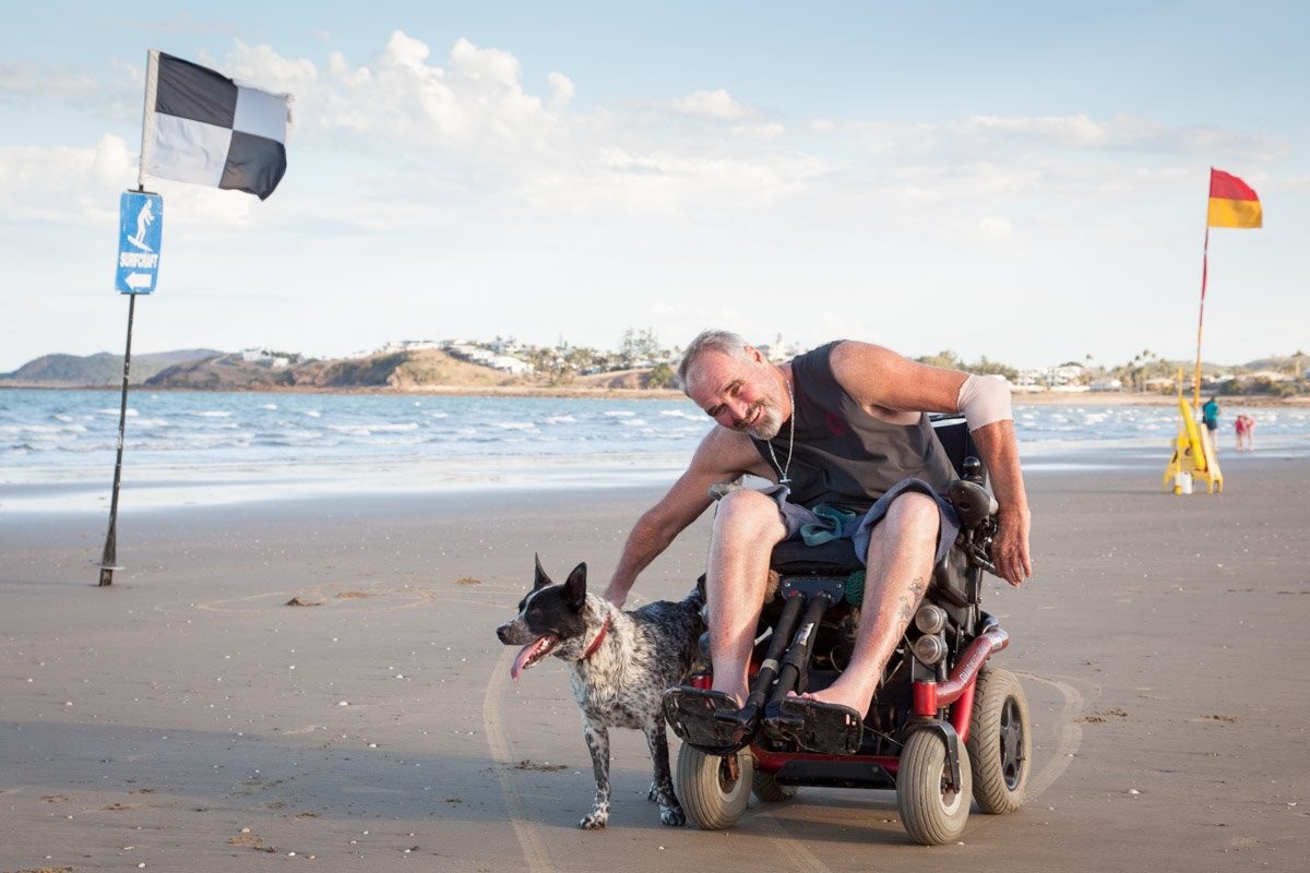 On the beach in Yeppoon in QLD with my companion dog Horsey