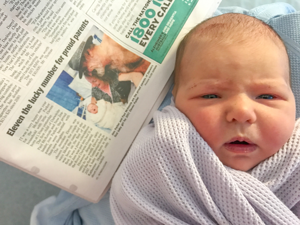 Eleven two days old with her story in the NT News