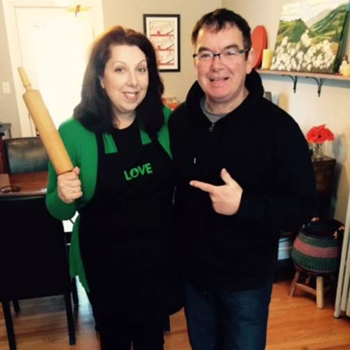 I met Bette and Maynard last year at their performance of 'Tis the Season at the Rebecca Cohn in Halifax. It's an annual tradition to attend their performance. They are SO funny. I gave Bette a LOVE apron which she's wearing in this photo.