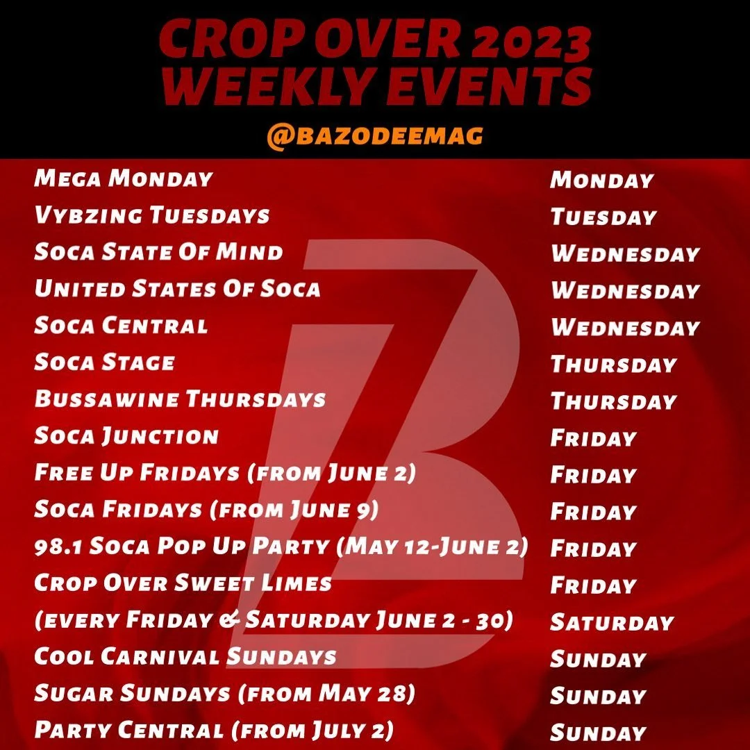 Weekly Crop Over 2023 Events