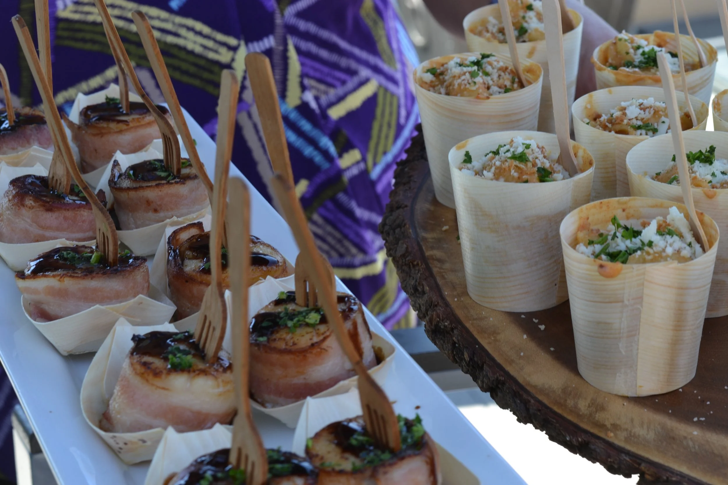 Chipotle Mac & Cheese Cups and Bacon wrapped Scallops 