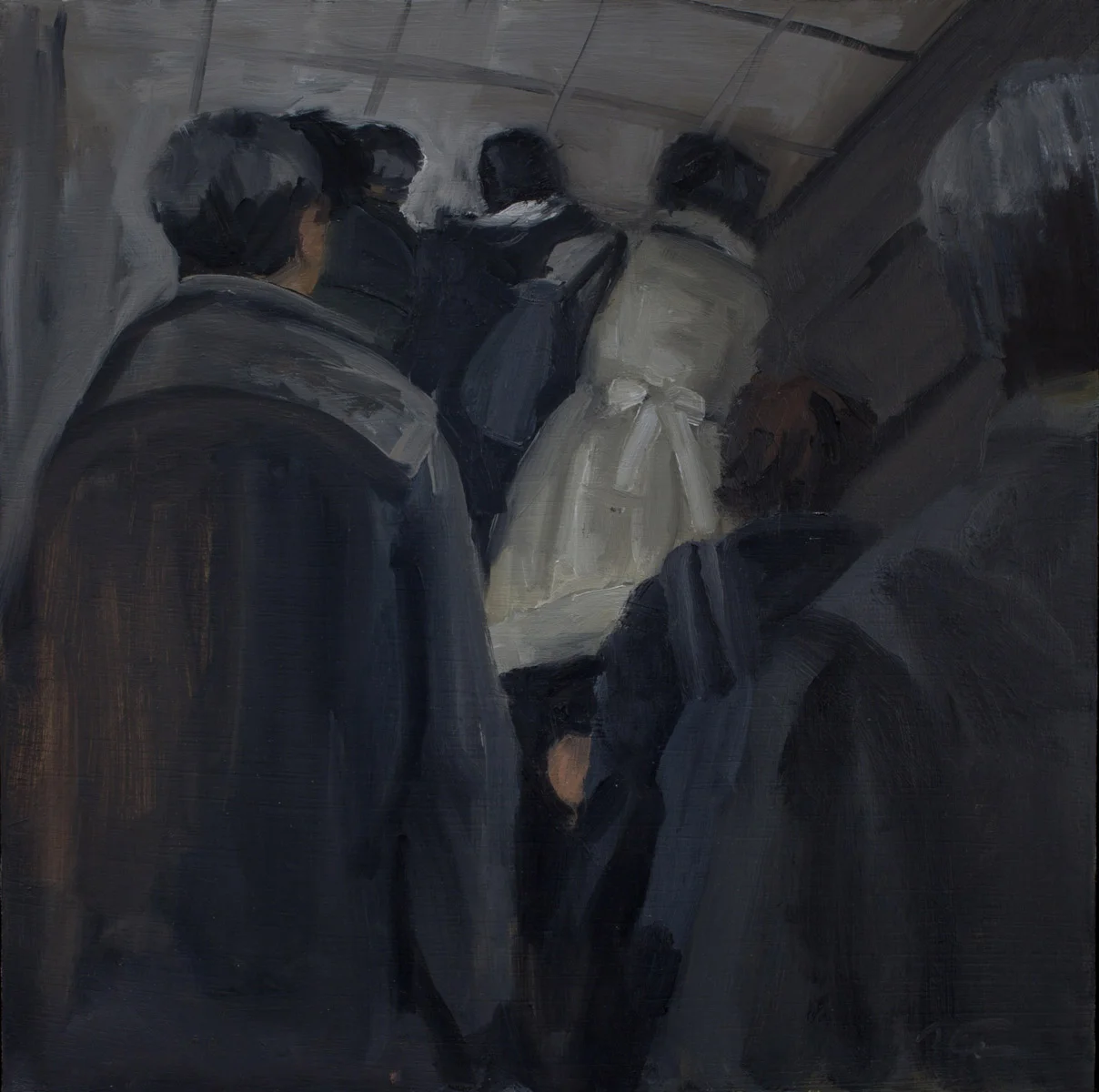 Escalator. Oil on Board, 20x 20" 2010