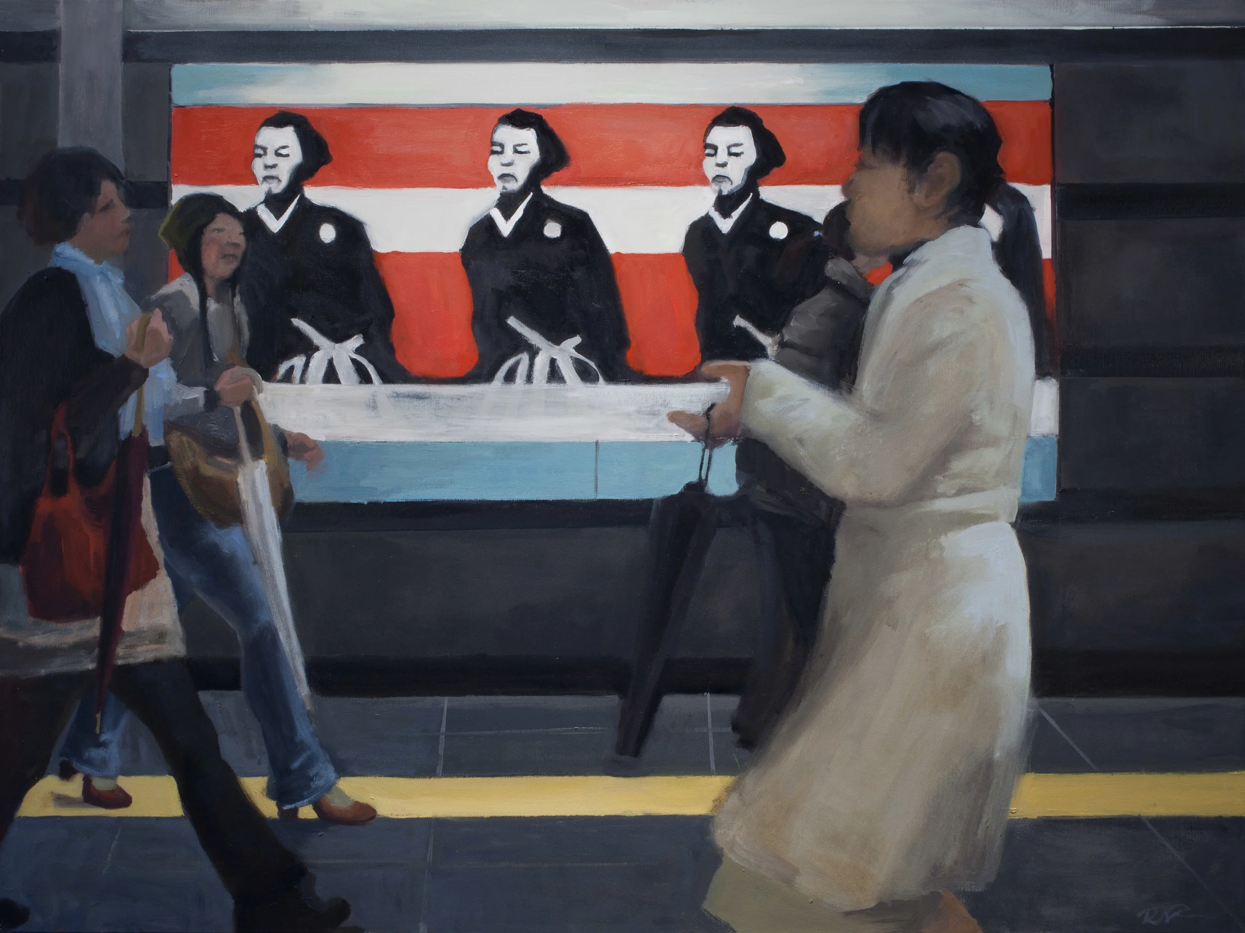 Sakamoto in Metro, Oil on Canvas, 36 x 48", 2010