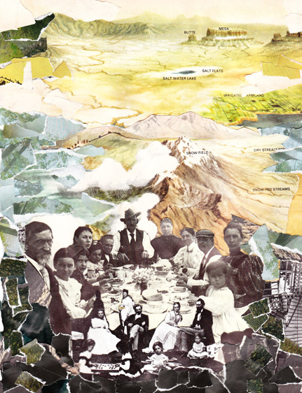 dinnertime, mixed media on paper, 11 x 9.5" , 2012