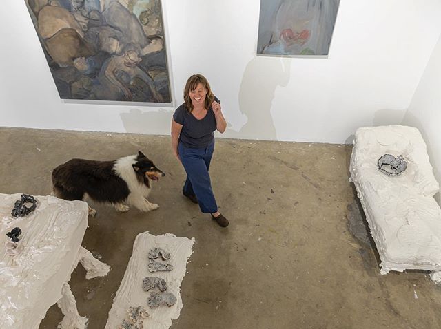 More of the puppy tour and shot by @lisaromerein 😘😘😘 #animallovethyself #installationart #paintings