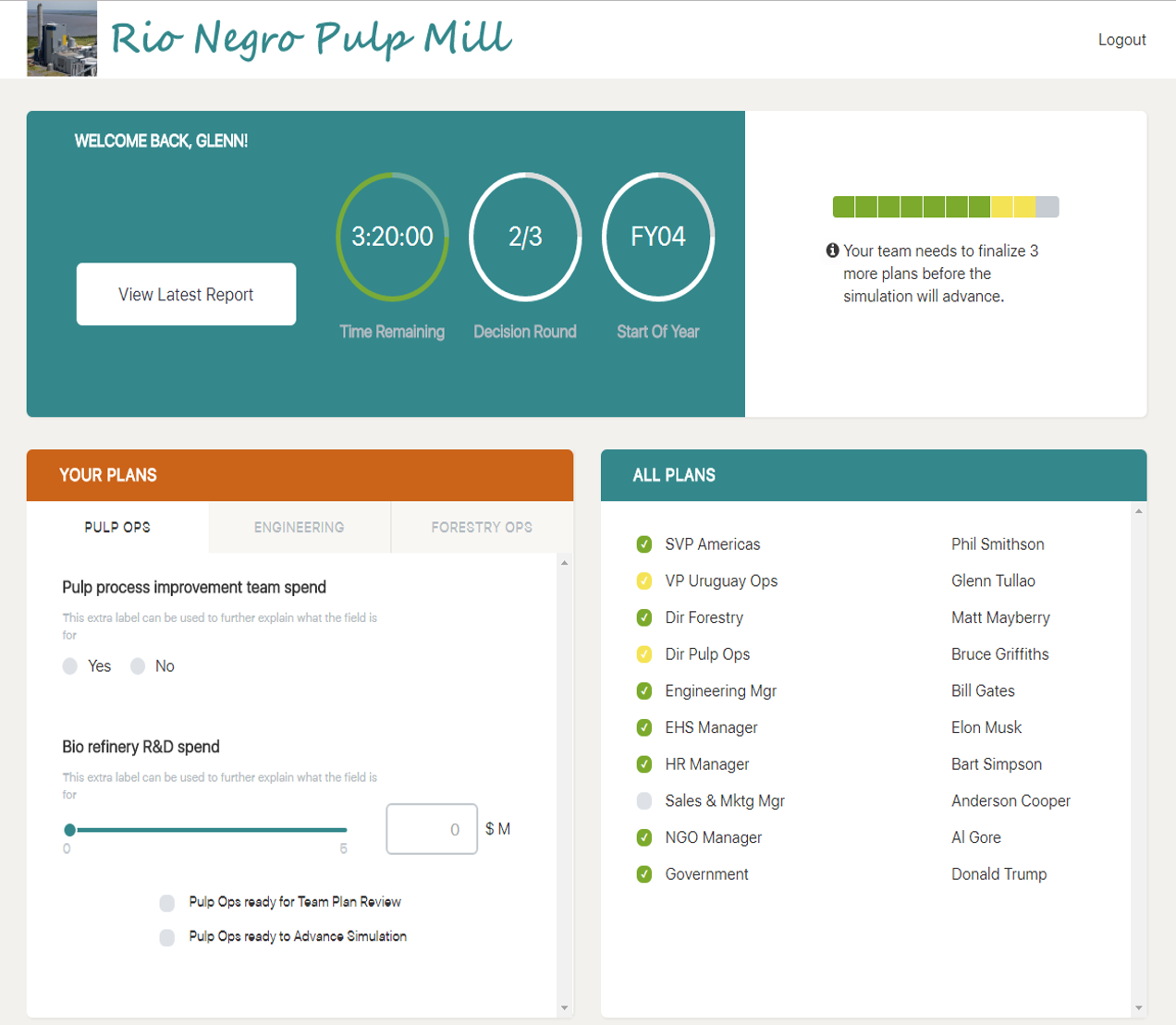 RNPM Simulation Control Panel