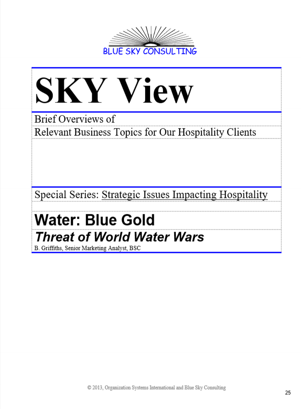 Sample Innoveren Memo: Article about Water Scarcity