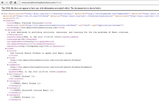 RSS XML Code Page