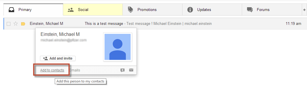 Gmail Tabs Add to Contacts