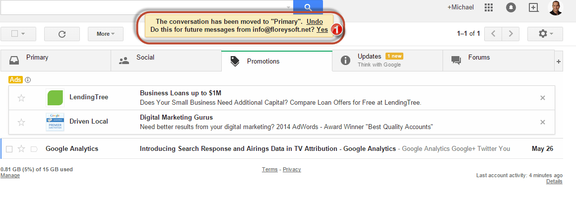 Gmail whitelist move to primary for all
