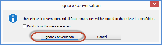 Outlook Ignore Conversation Confirmation