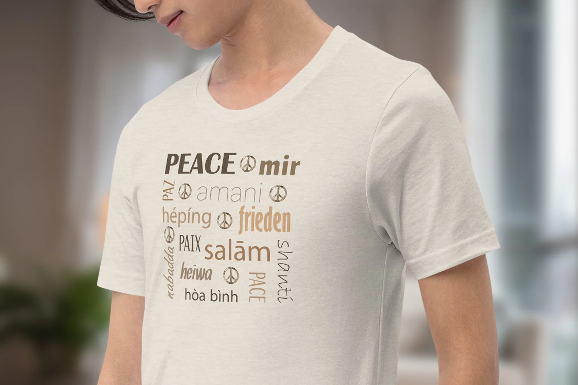 Peace in many languages tee