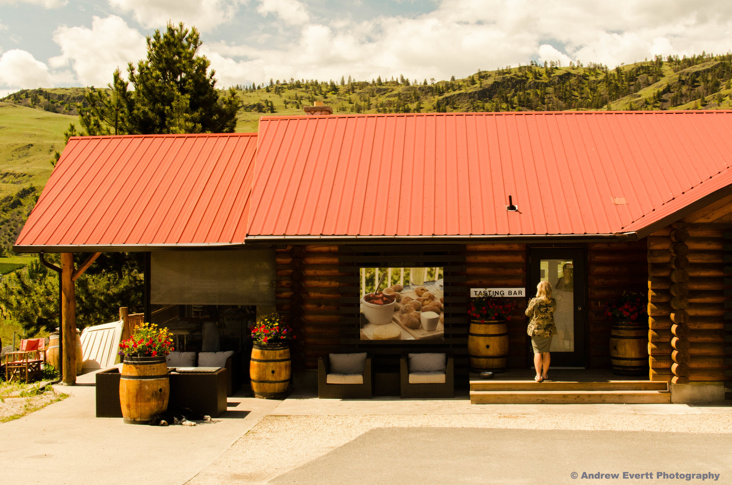 My wife entering Platinum Bench Winery