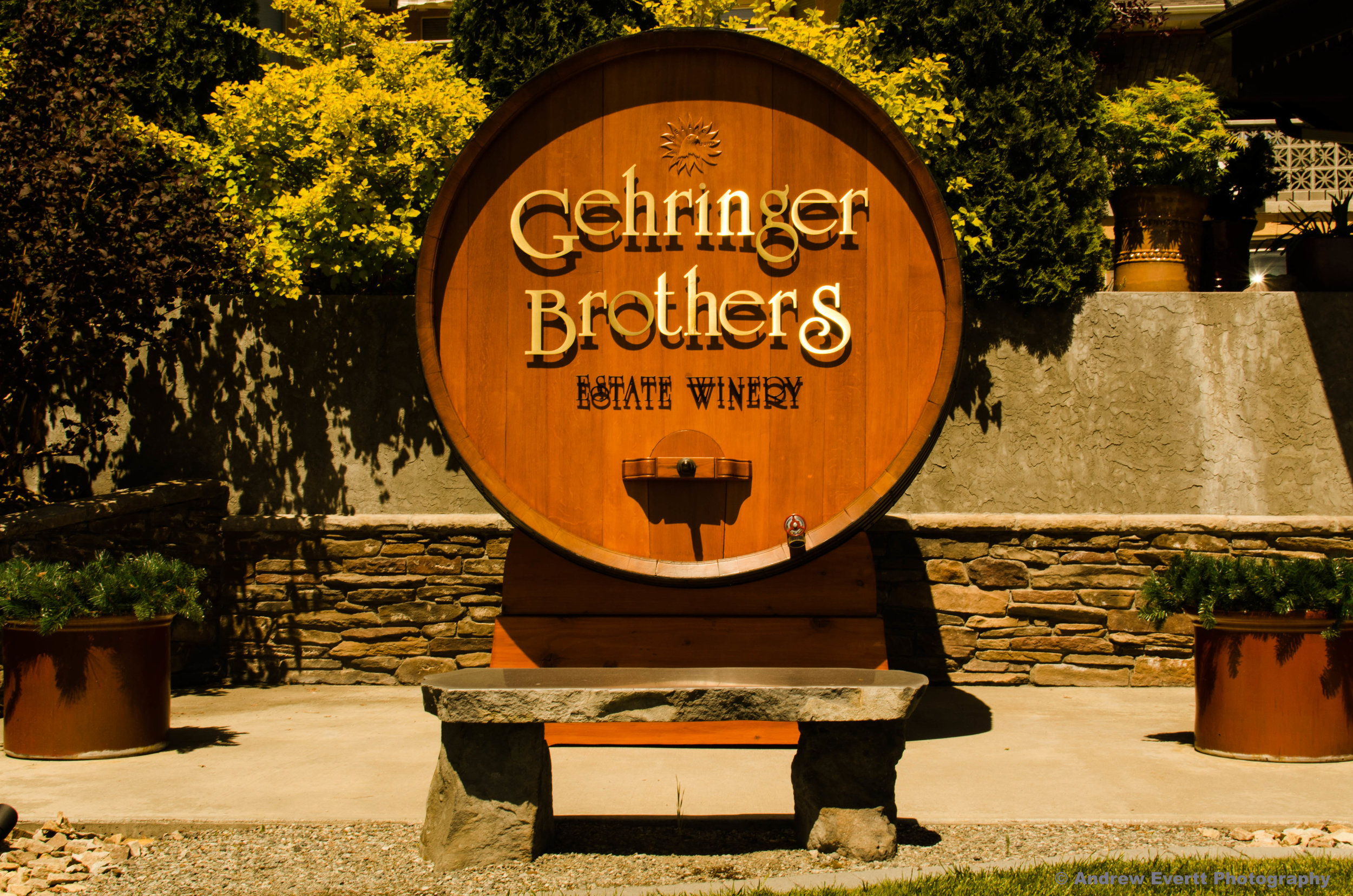 The Gehringer Brothers Barrel outside their tasting room