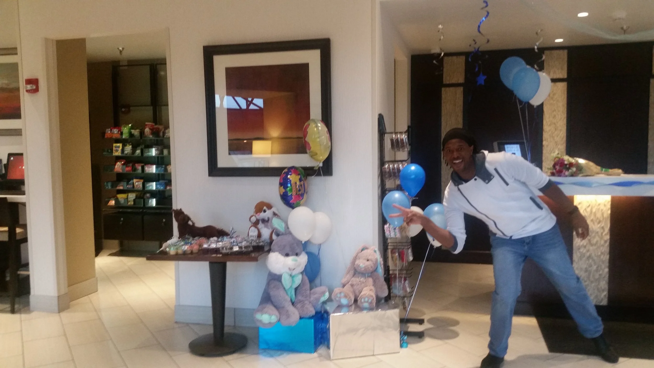 Our waiter TJ getting ready for Deserae's home coming.