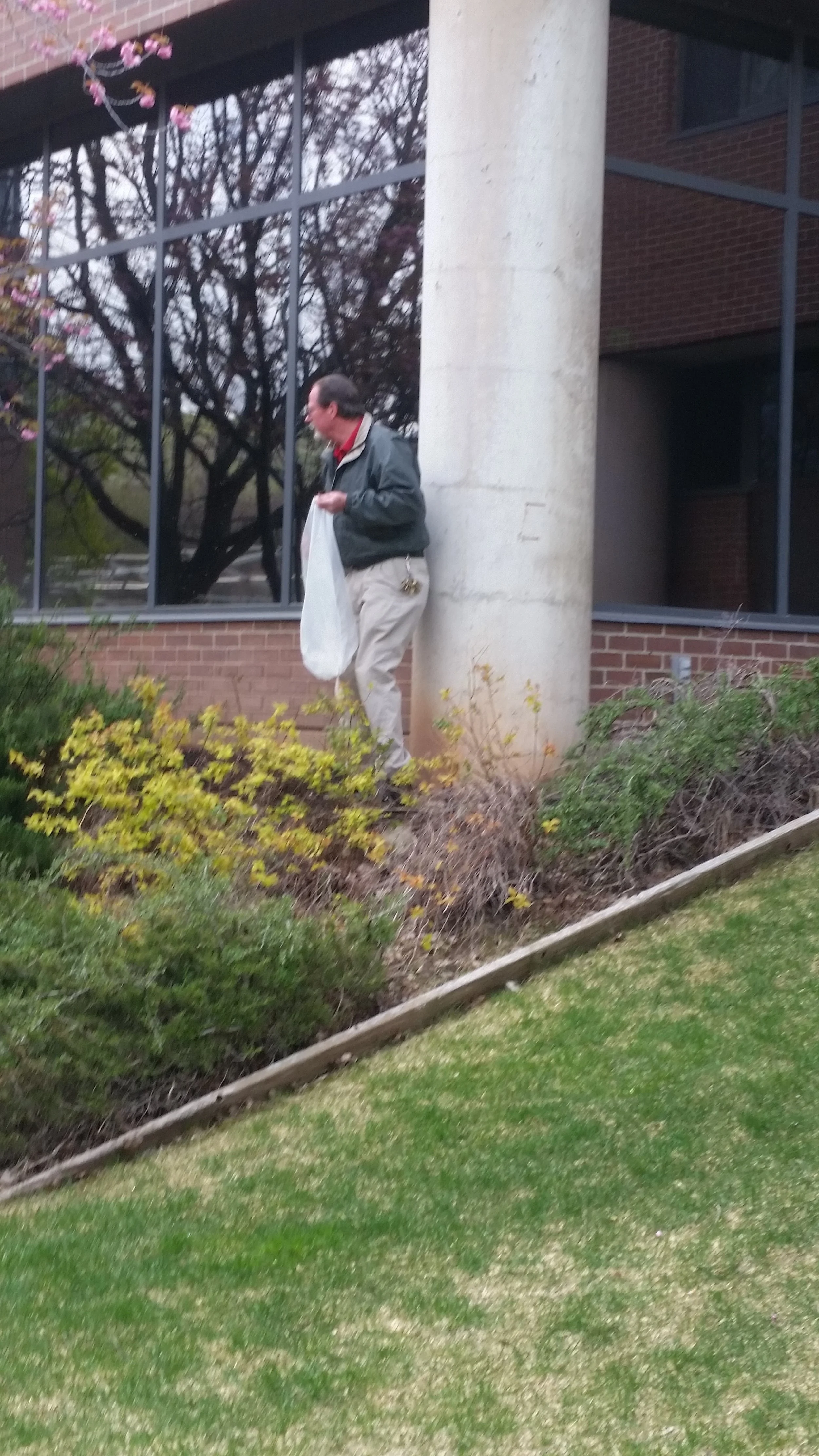 Maintance manager Clyde helping pick up trash on earth day.