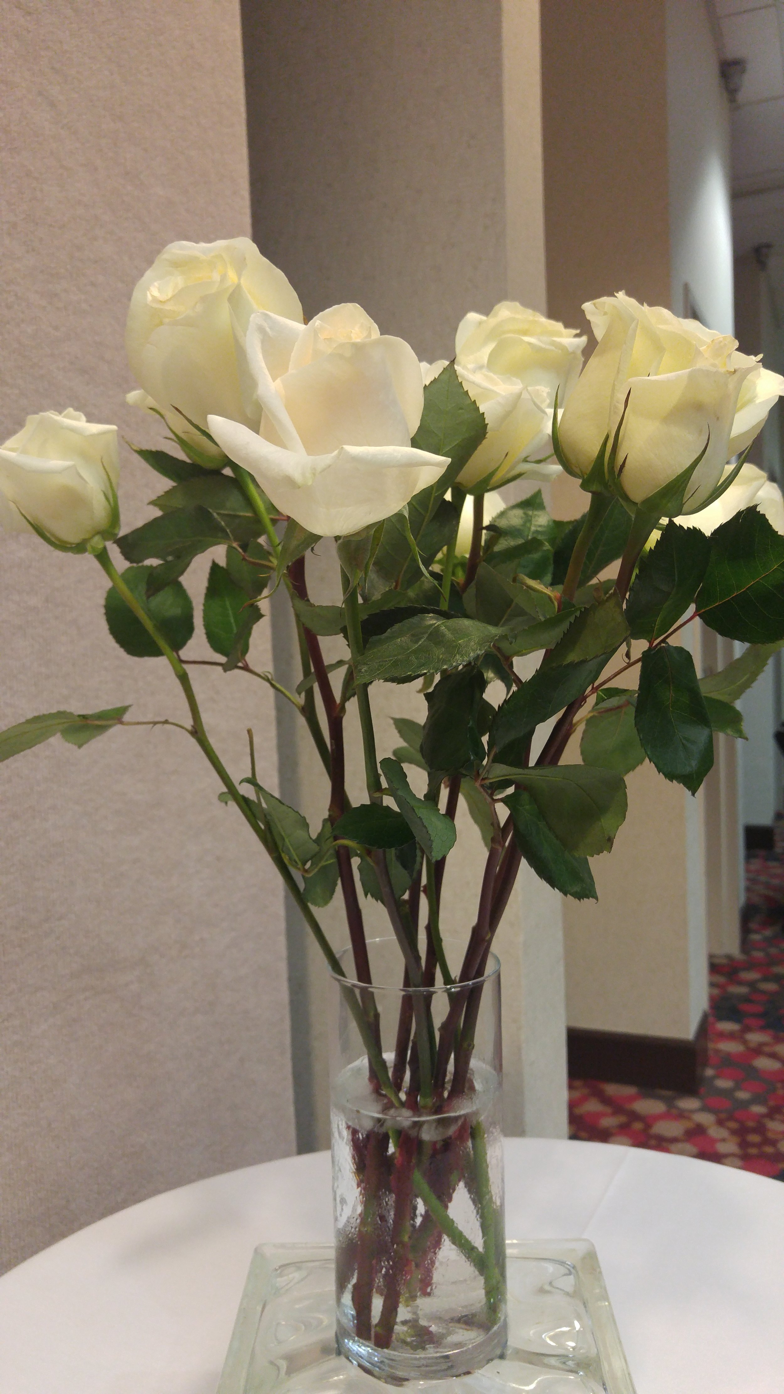 Employees received a white rose as a "thanks" for taking time away from family to make our guests happy
