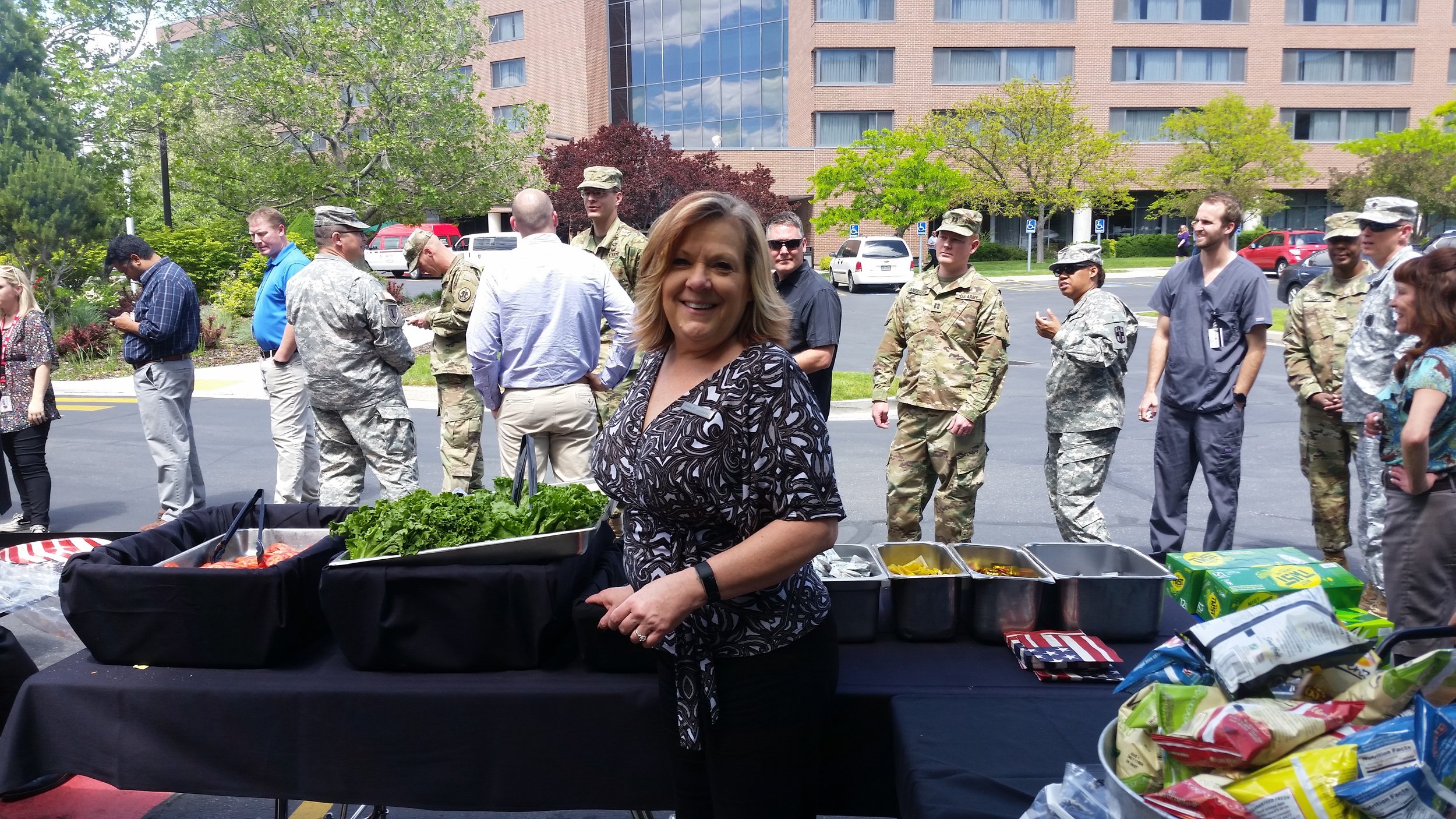 Director of sales Shirley helping serve lunch to our guest.
